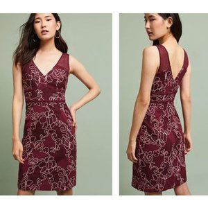 NWT anthro Moulinette Soeur wine lace column dress
